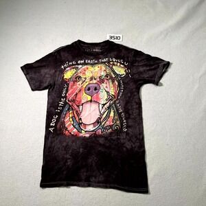 3D TEES T Shirt Mens S Black Pit Bull Dog Graphic Art Print Tie Dye Short Sleeve